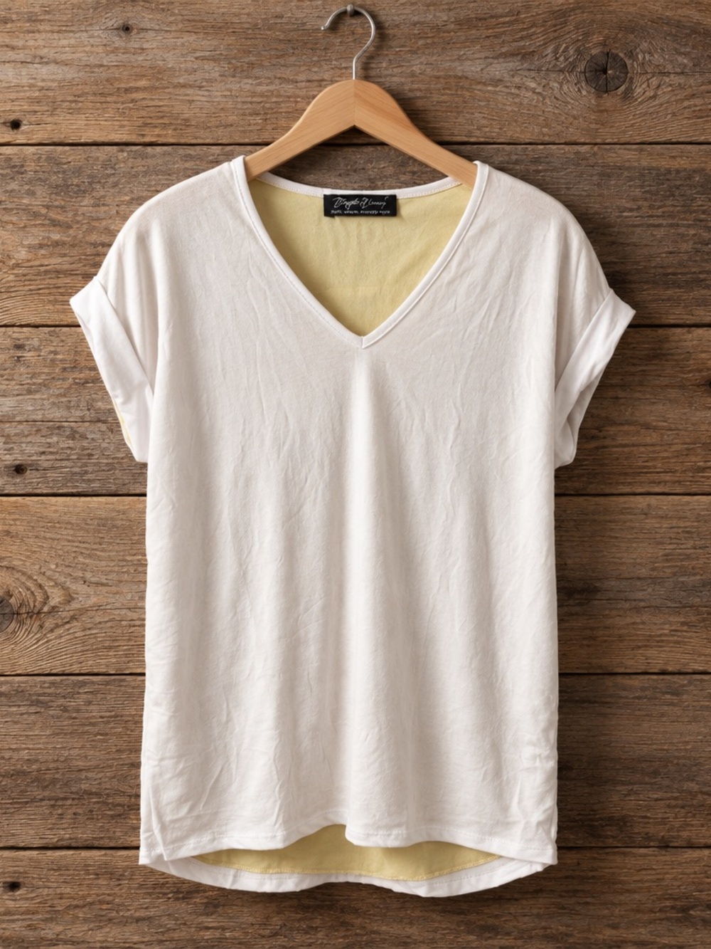 Relaxed V-Neck Tee in Cream by
